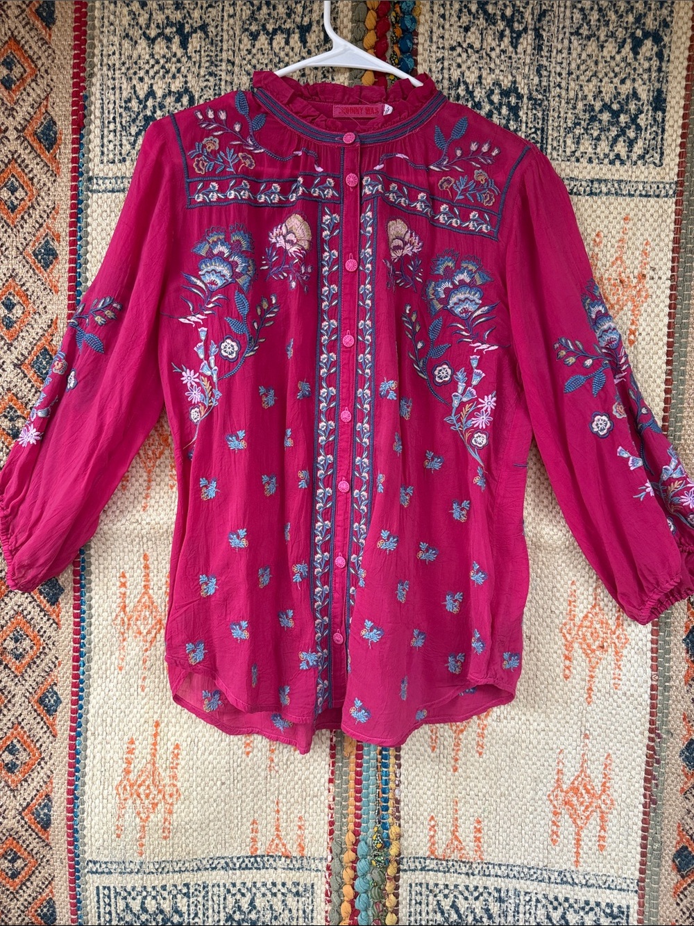 Johnny Was Medina Blouse in cerise. New with tags.